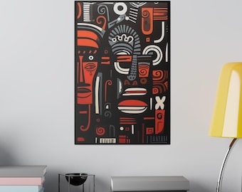 Lienzo de arte africano abstracto: decoración de pared tribal moderna
