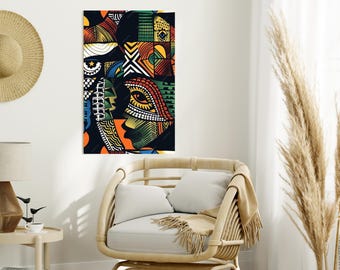 DIGITAL ART colorful-illustration-with-woman-man-with-large-face, African art , printable art ,Home decor, Ethnic Decor,  African Artwork