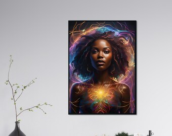 DIGITAL ART A Black Woman with glowing Aura Digital Wallart African American Wall Art |Unapologetically Black Digital Wall Art for the Proud