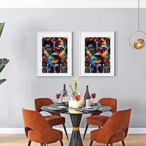 ARTE DIGITAL Arte de la realeza africana, arte africano, decoración del hogar, decoración étnica, obras de arte de África, arte colgante, decoración cultural del hogar, arte impreso