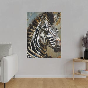 Matte Canvas, Africa Zebra Wall Art, Bold African Wildlife Decor, Zebra Art Print, Modern Boho Animal Art for Home, Safari Inspired Artwork