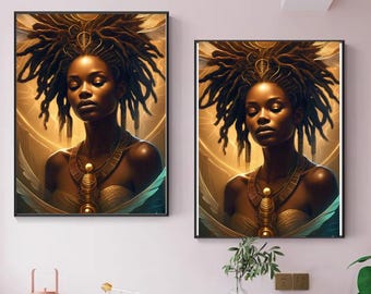 DIGITAL ART Ancient Black African Lady Force of Nature Wallart