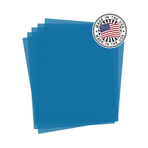 May include: A stack of 10 blue translucent sheets of paper. The sheets are made in the USA.