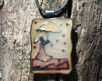 Raindrops:Handmade gift copper necklace jewelry unique hand-painted copper pendant gift