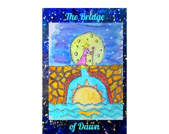 Bridge Of Dawn Poster Watercolor digital Print, Celestial Mythic Ink Art (Digital Download)