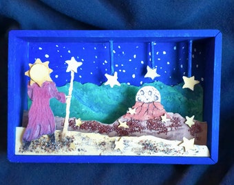 The Heavens Fall" diorama Moon Sun Stars lover unique fantasy celestial gift