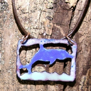 Dolphin gift copper fretwork necklace jewelry unique hand-painted dolphin pendant gift for her or gift for him dolphin handmade jewelry