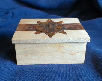 The Sun, a handmade wood and copper jewelry box