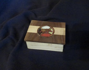 Bear Medicine Jewelry Box handmade hardwood box with hand made copper insert