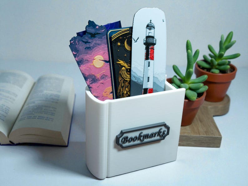 3D Printed Bookmark Storage Box | Modern Bookmark Organizer for Book ...