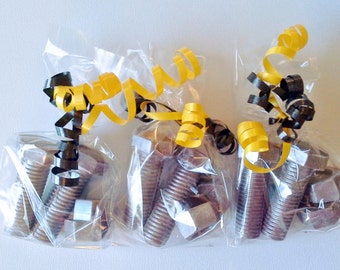 Chocolate 3 D Nuts and Bolts favors or cupcake toppers