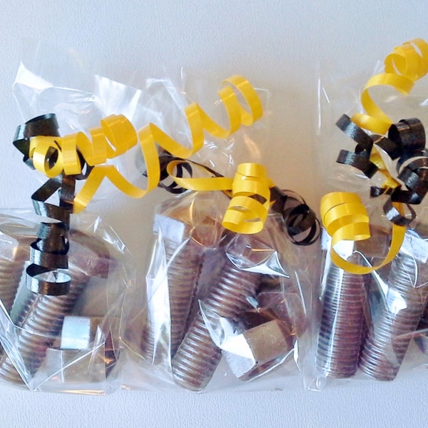 Chocolate 3 D Nuts and Bolts favors or cupcake toppers