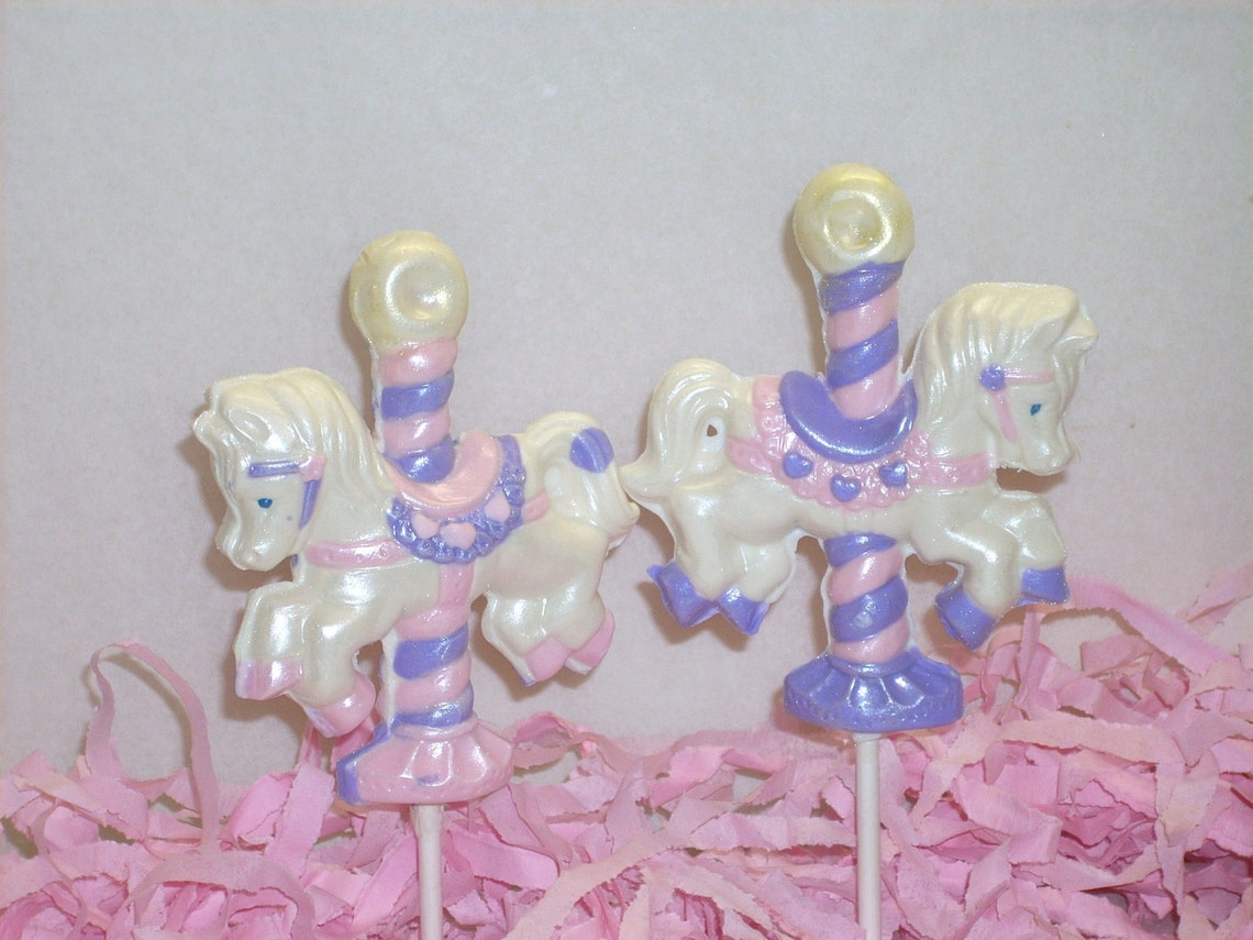 4 3D Carousel horse lollipops or favors Etsy
