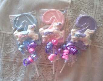 Number 2 Lollipop carousel horse theme