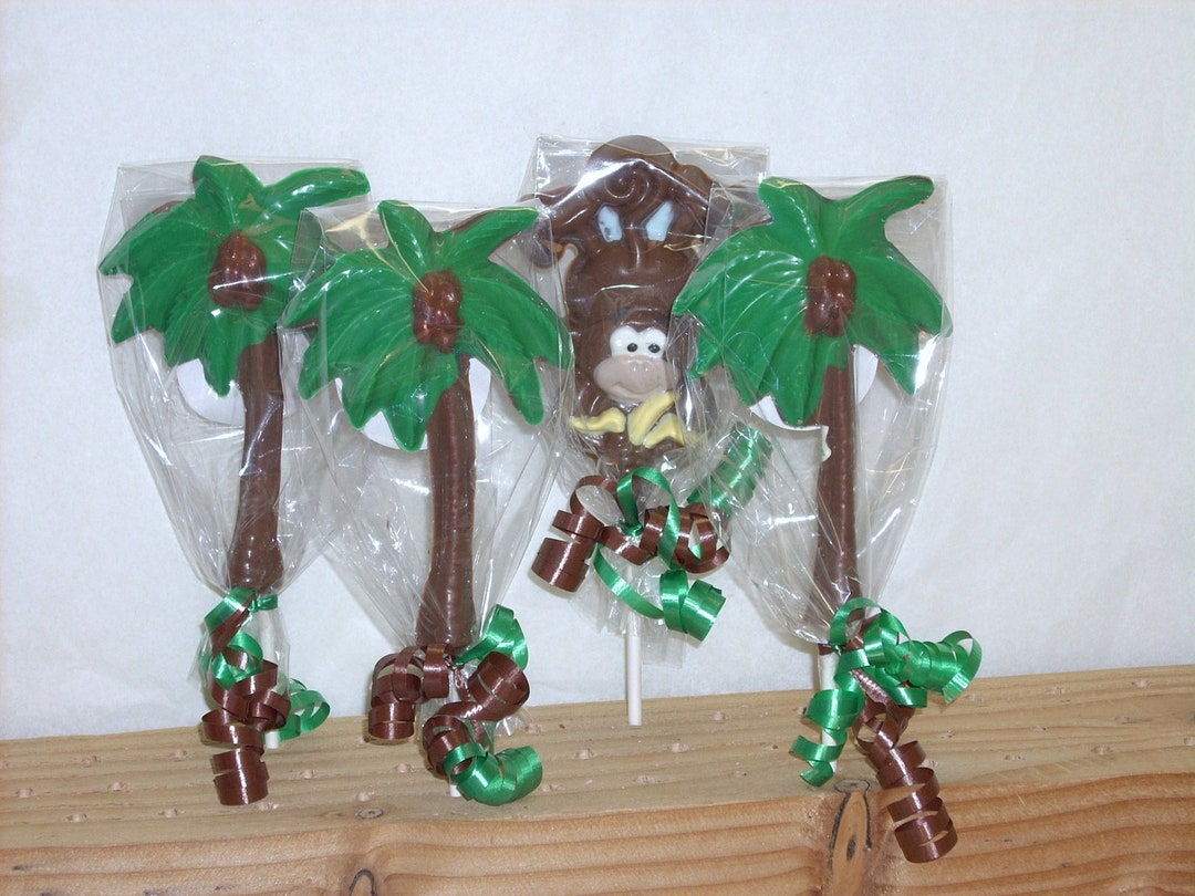 10 Chocolate Palm Tree Lollipops Etsy