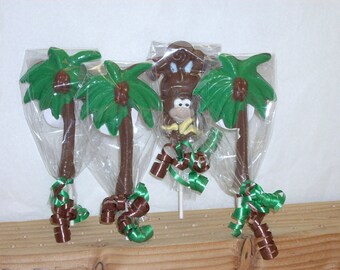 10 Chocolate Palm Tree Lollipops