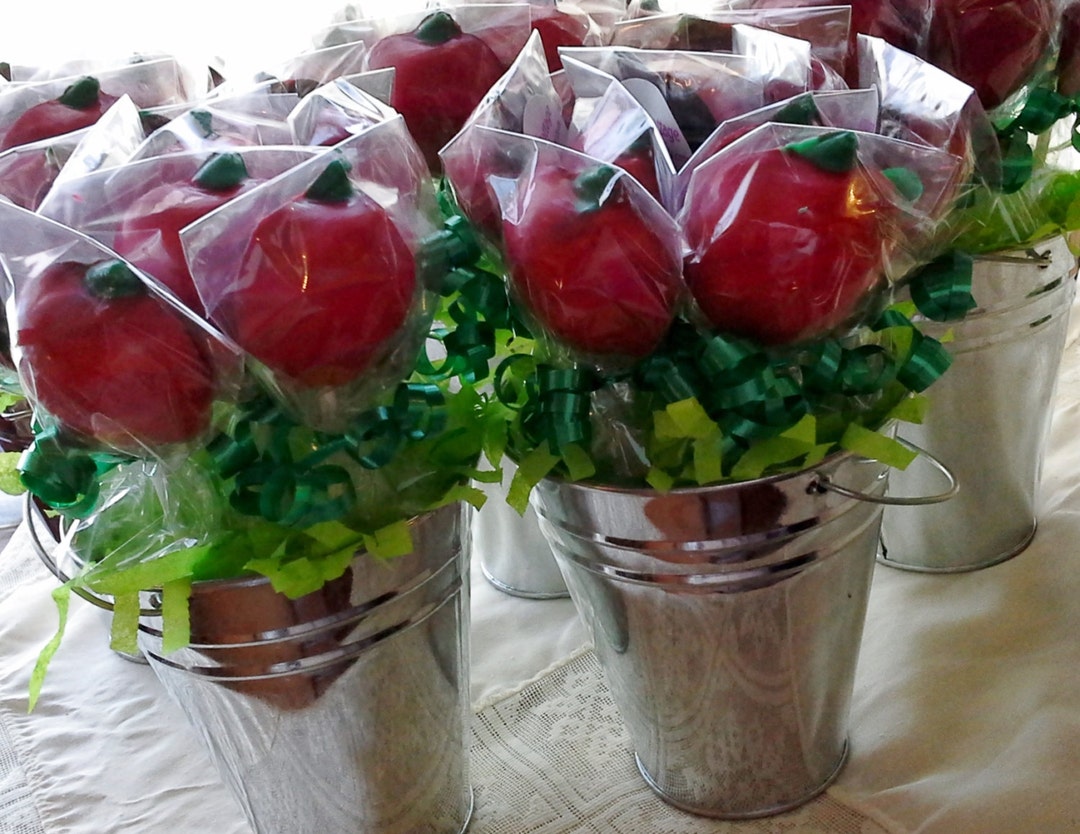 Bucket of Cherry Red Apple Lollipops/favors Teacher Gifts - Etsy