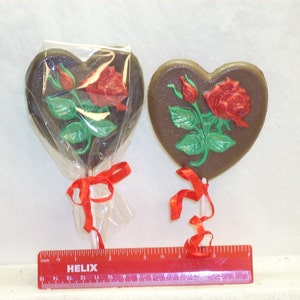 Large Chocolate Heart and Rose Lollipops weddings showers birthday image 3