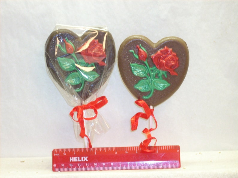 Large Chocolate Heart and Rose Lollipops weddings showers birthday image 3