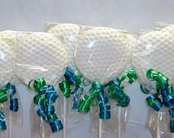 10 GOLF BALL LOLLIPOPS With Free Personalized Labels - Hard Candy