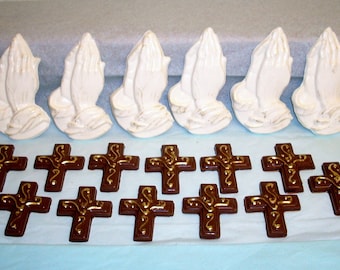 Chocolate Praying Hands and Crosses baptism confirmation