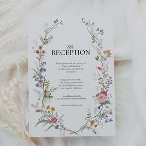 Szablon kartki na przyjęcie weselne z motywem dzikich kwiatów, boho floral (PDF, JPEG, 5 x 7 cali)