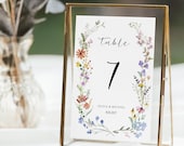 Wildflower Wedding Table Numbers Template, Printable Table Numbers, Wedding Table Numbers, Wildflower Invitation, Floral Wreath, NELLY