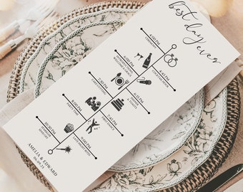 Wedding Timeline Template, Wedding Timeline Card, Wedding Weekend Itinerary, Instant Download, Schedule Of Events, Wedding Timeline Canva