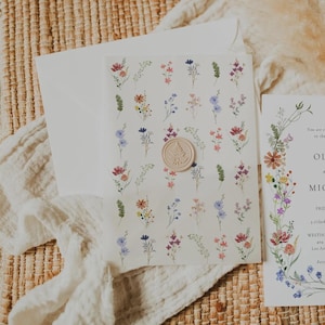 Wildblumen Hochzeit Einladung Vorlage | Druckbares Boho Blumen Bundle | Elegantes Kranz-Design für Rustikale Hochzeiten | Wildblumen-Bündel, NELLY Bild 12