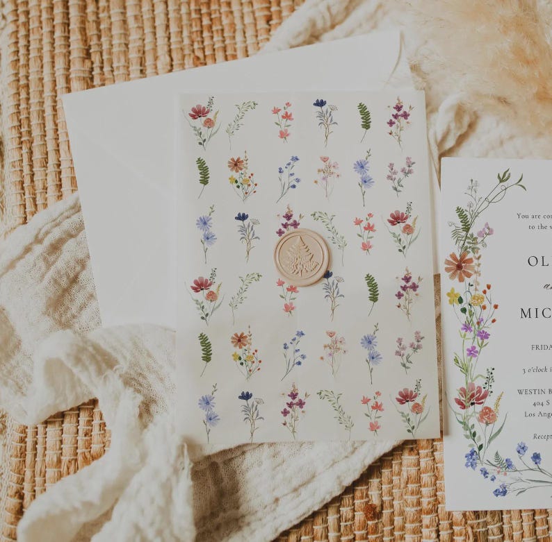 Wildblumen Hochzeit Einladung Vorlage | Druckbares Boho Blumen Bundle | Elegantes Kranz-Design für Rustikale Hochzeiten | Wildblumen-Bündel, NELLY Bild 12