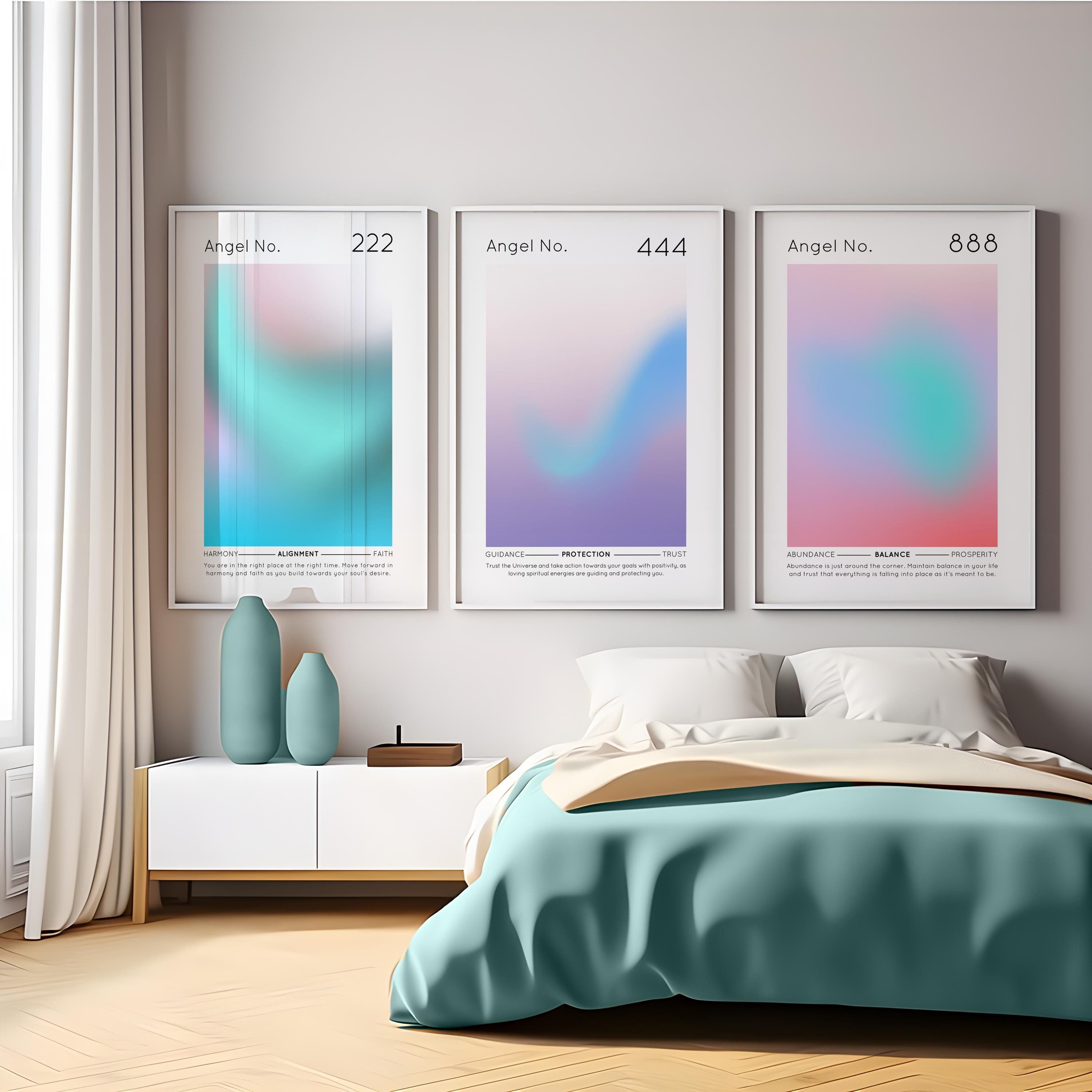 Boreal Aura Angel Numbers Set | Angel Numbers Set | Gradient Wall Art | Aura Angel Number Posters | Affirmation Posters | Pink Aura Art