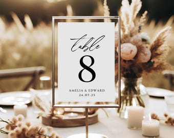 Elegant Wedding Table Number Template, Photo Option (5x7) (PDF, JPEG)