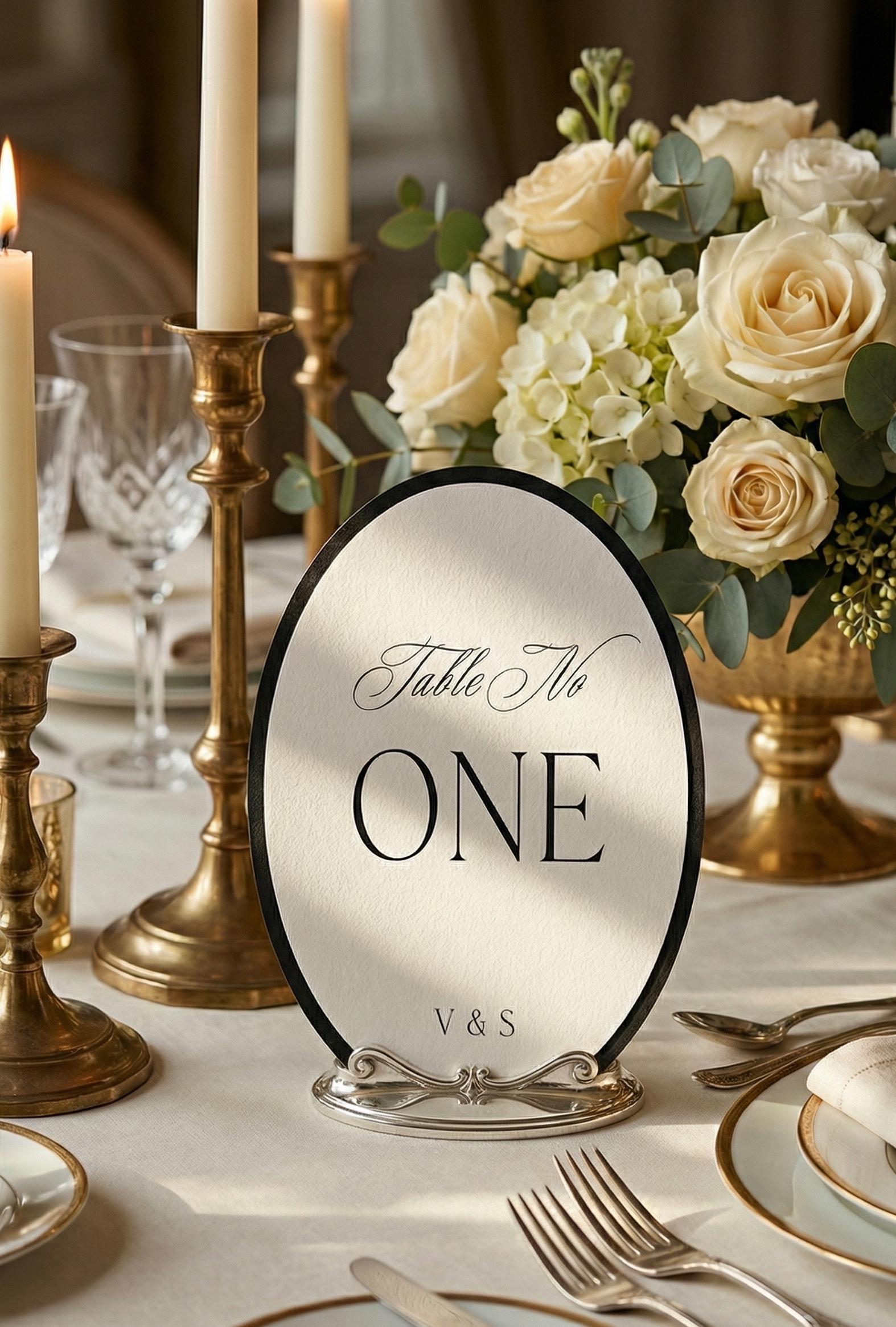 Elegant Oval Table Number Template Wedding Table Sign Editable Canva ...