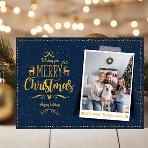 Photo Christmas Card Template, Merry Christmas Card, Christmas Holiday Card, Classic Christmas Card, Digital Christmas Cards Template