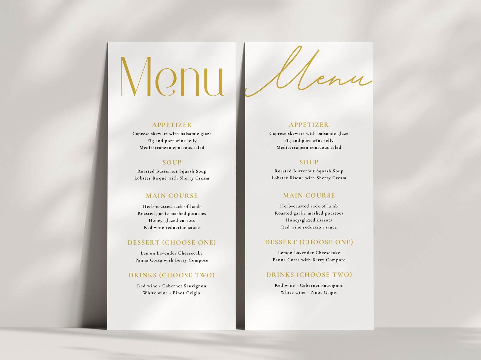 Editable Gold Menu Card Template, Wedding Dinner Menu Gold, Printable ...