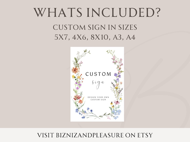Wildblumen Benutzerdefiniertes Zeichen, Florales benutzerdefiniertes Zeichen, Boho Wildflower Hochzeit bearbeitbares Zeichen Vorlage, Babypartyschild, Brautschild, NELLY Bild 2