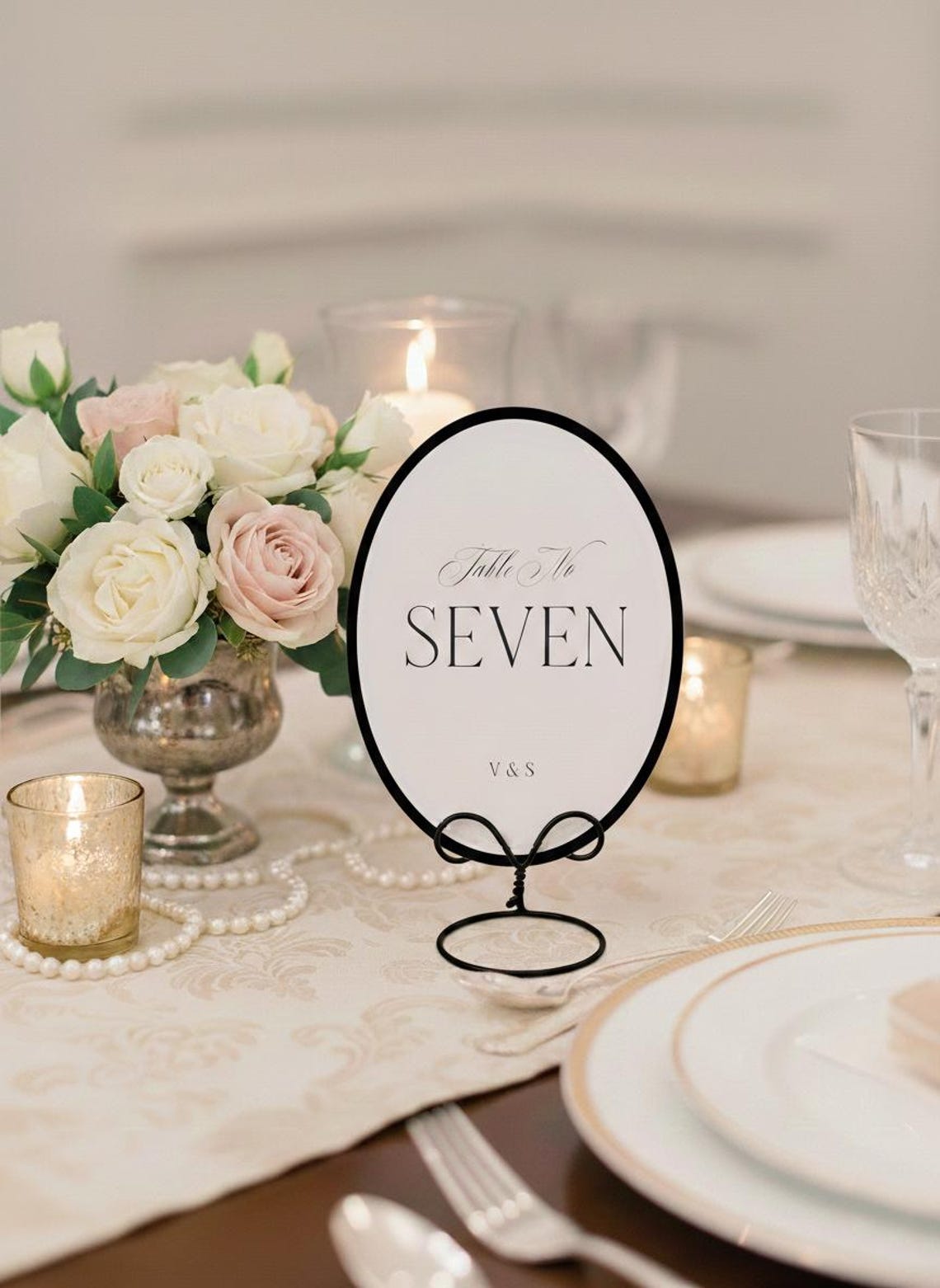 Elegant Oval Table Number Template Wedding Table Sign Editable Canva ...