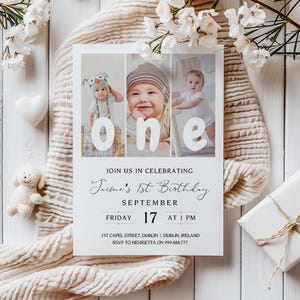 Photo 1st Birthday Invitation | Customizable Template (PDF)