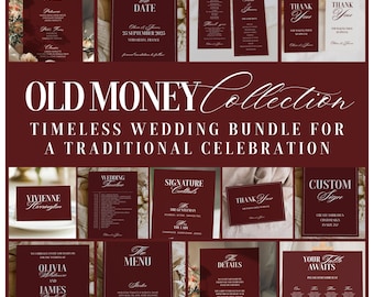 Old Money Wedding Bundle, Timeless Wedding, Elegant Wedding Signs, Signature Cocktail Sign, Vintage Wedding Bar Menu Template, Vintage