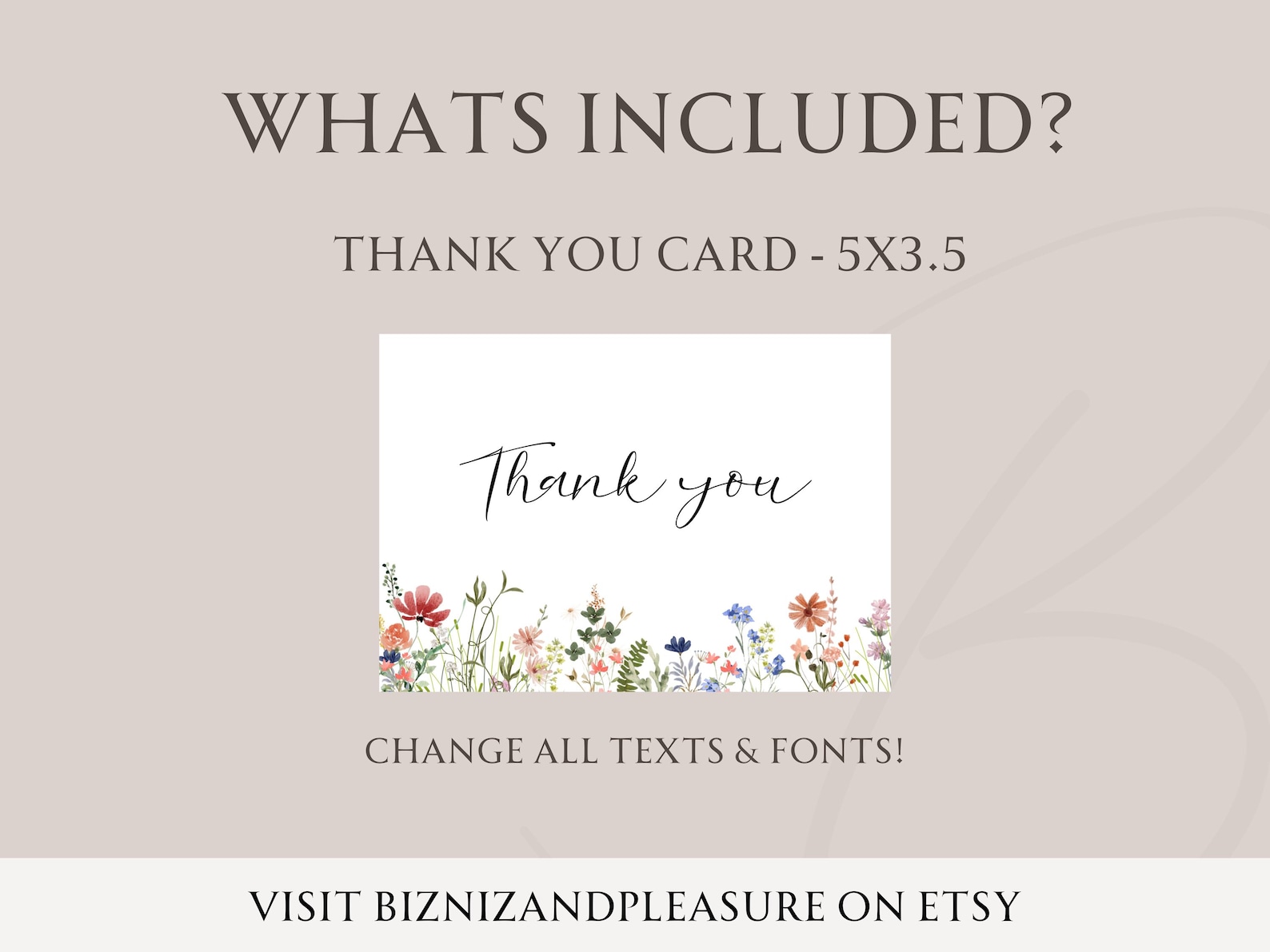 Wildflower Thank You Card Template, Editable Thank You Card, Printable ...