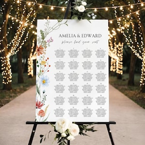 Wildflower Wedding Seating Chart, Printable Wedding Table Plan, Wedding Plan Garden Wedding, Seating Plan, Floral Seating Chart, NELLY