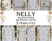 Suite, Wildflower Wedding Invitation Template, Printable Boho Floral Template, Printable Wedding Invitation, Wildflower Invitation, NELLY