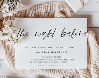Printable Rehearsal Dinner Invitation, The Night Before Wedding Rehearsal Invitation Template, Editable, Instant Download, Wedding DIY