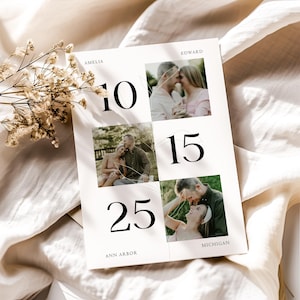 Casamento botânico sutil, modelo minimalista para salvar a data, cartão de foto para salvar a data editável, cartão de foto para salvar a data para impressão, casamento com foto