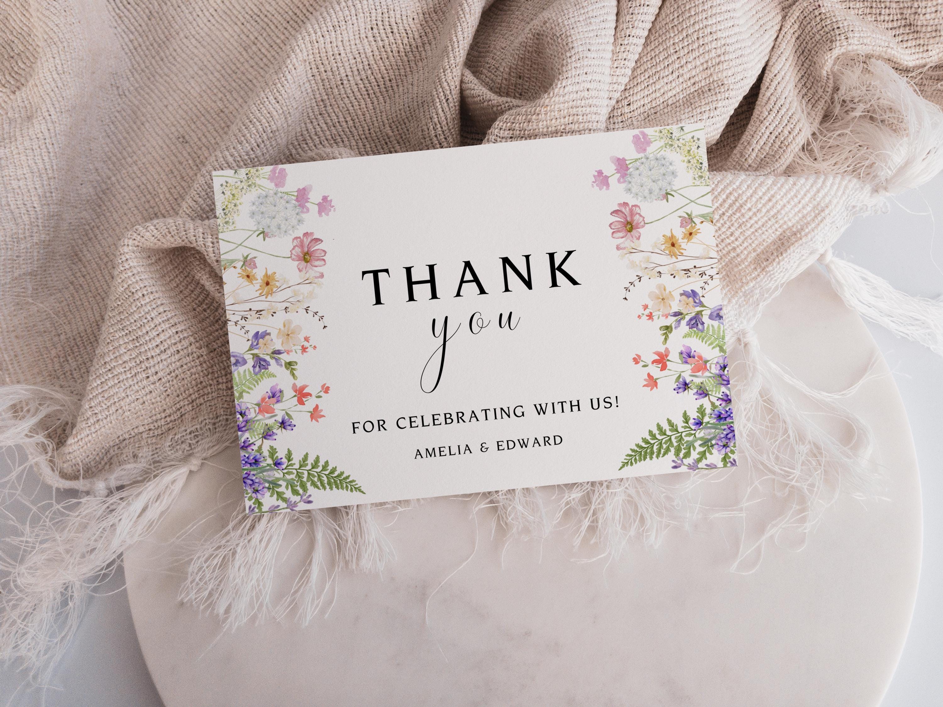 Wildflower Thank You Card Template, Editable Thank You Card, Printable ...