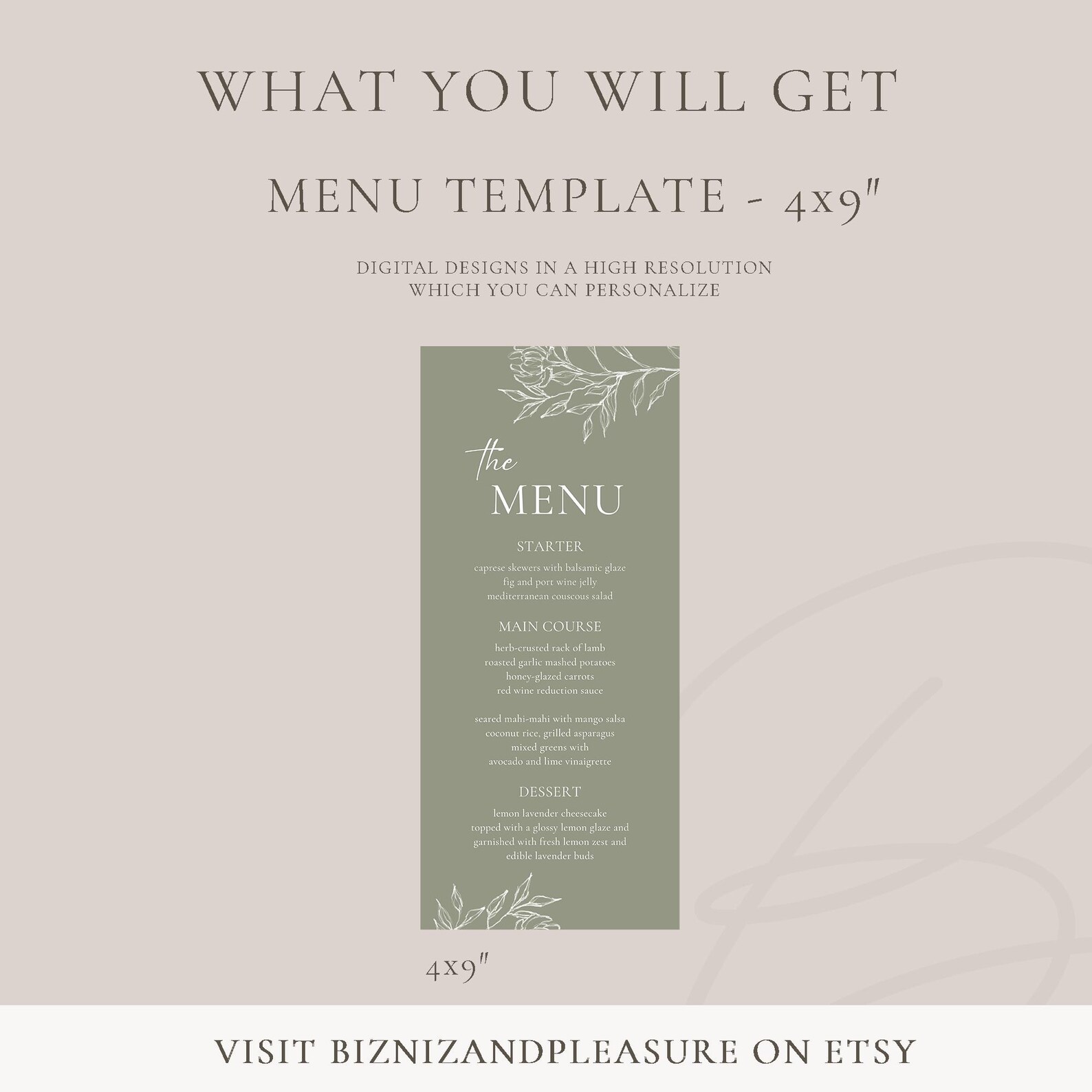 Editable Wedding Menu Printable Template | Botanical Menu Template ...