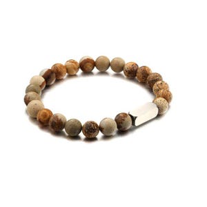 Pulsera personalizada con letra, palabra, nombre o inicial de piedra natural, pulsera de acero inoxidable, pulsera grabada personalizada, pulsera con significado