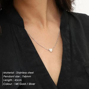 Heart Initial Pendant Necklace, Stainless Steel Necklace, Letter Charm Necklace, Minimalist Jewelry, Women&#39;s Chain Necklace, Love Heart Gift