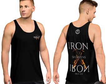 Eisen schärft Eisen Tank Top, christliche Sportbekleidung, Bibel Vers Shirt