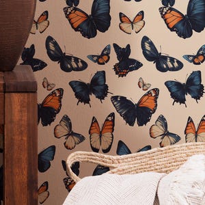 Whimsical Vintage Butterfly Peel Stick Wallpaper, Elegant Butterflies Wallpaper, Whimsical Butterfly Wallpaper, Whimsical Butterfly Mural